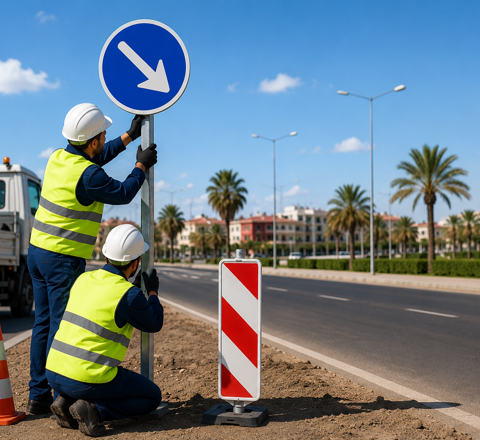 Installation professionnelle de signalisation routière